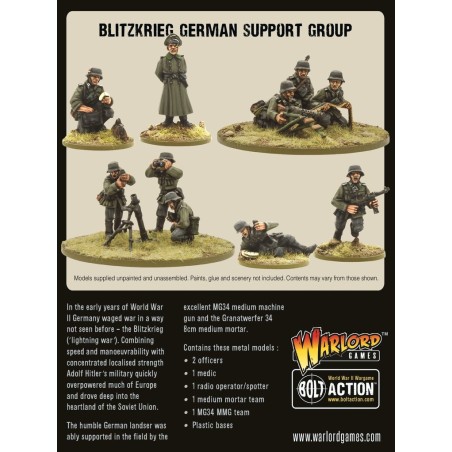 Bolt Action - Blitzkrieg German Support Group (HQ, Mortar & MMG)