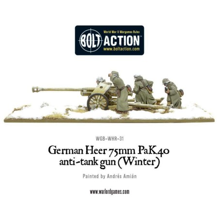 Bolt Action - German Heer 75mm Pak 40 anti-tank gun (Winter)