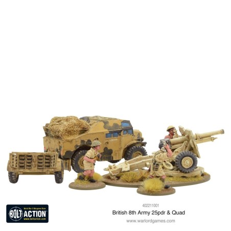 Bolt Action - 8th Army 25 Pounder Light Artillery, Quad & Limber