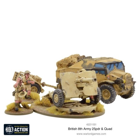 Bolt Action - 8th Army 25 Pounder Light Artillery, Quad & Limber