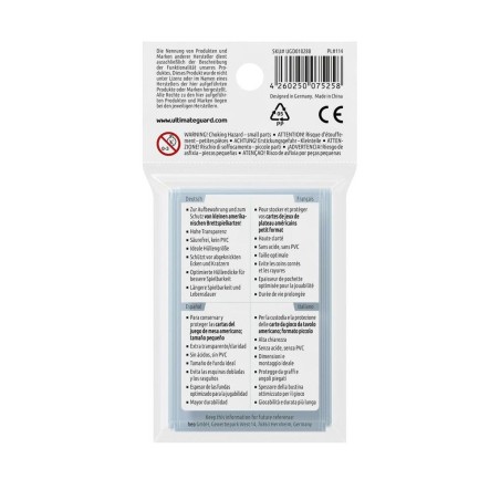 Ultimate Guard 50 Pochettes Pemium Soft Sleeves Jeux de Plateau Americains Petit Format