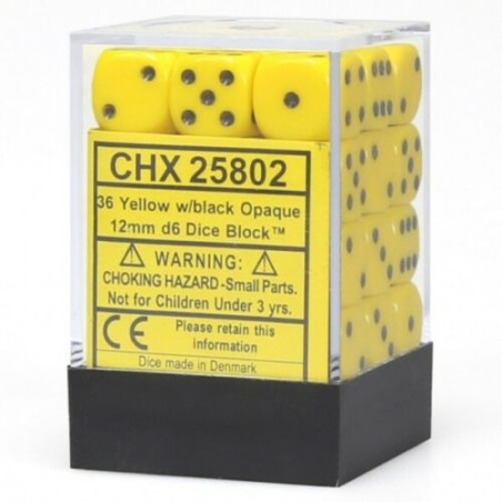 Dés: Set de 36 Dés 6 Opaque Jaune Chessex