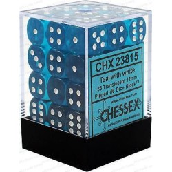 Dés: Set de 36 Dés 6 Transparent Sarcelle Chessex