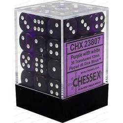 Dés: Set de 36 Dés 6 Transparent Violet Chessex