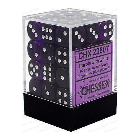 Dés: Set de 36 Dés 6 Transparent Violet Chessex