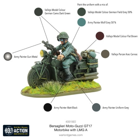 Bolt Action: Bersaglieri Moto-Guzzi GT17 MotorBike with LMG A