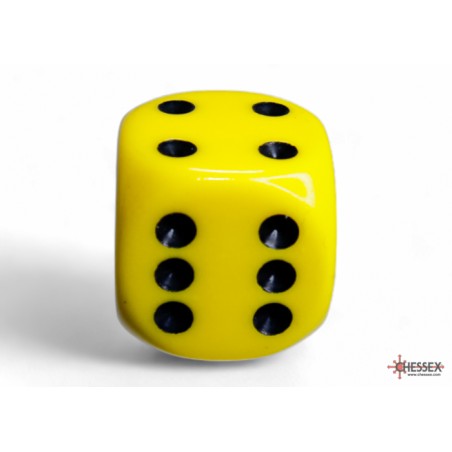 Dés: Set de 12 Dés 6 Opaque Jaune / Noir