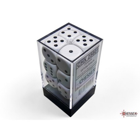 Dés: Set de 12 Dés 6 Opaque Blanc / Noir