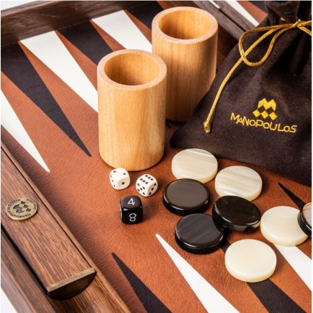 Jeux de Société: Backgammon Cuir Synthétique Caramel (48cm)